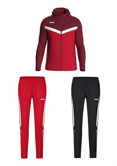 Jako Jas met Kap Iconic + Trainingsbroek Power rood