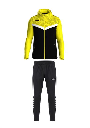 Jako Jas met Kap Iconic + Trainingsbroek Power zwart/zachtgeel