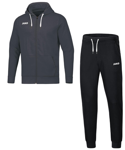 Jako Joggingpak Base met Jas met Kap - Antraciet - Zwart