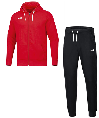 Jako Joggingpak Base met Jas met Kap - Rood - Zwart