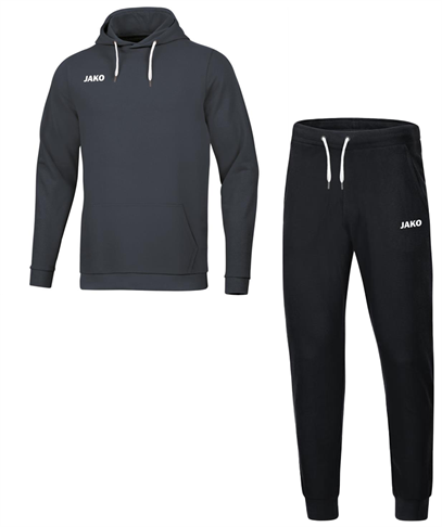 Jako Joggingpak Base met Sweater met Kap - Antraciet - Zwart