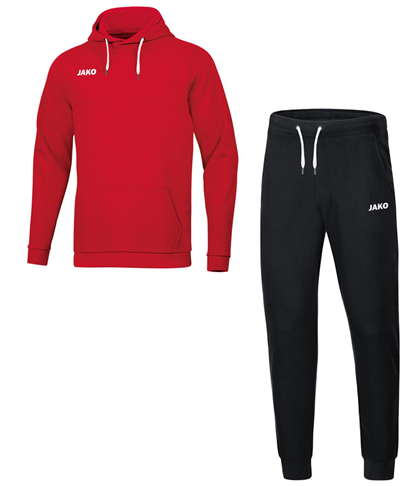 Jako Joggingpak Base met Sweater met Kap - Rood - Zwart