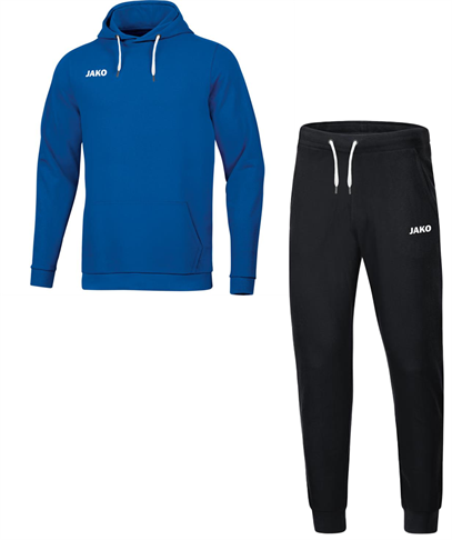 Jako Joggingpak Base met Sweater met Kap - Royal - Zwart