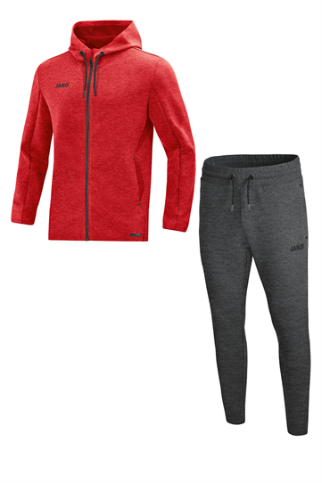 Jako Joggingpak met Jas met Kap Premium Basics - Rood - Antraciet