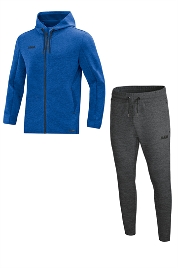 Jako Joggingpak met Jas met Kap Premium Basics - Royal - Antraciet