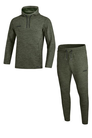 Jako Joggingpak met Sweater met Kap Premium Basics - Kaki