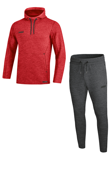 Jako Joggingpak met Sweater met Kap Premium Basics - Rood - Antraciet