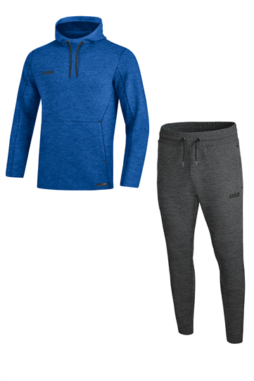 Jako Joggingpak met Sweater met Kap Premium Basics - Royal - Antraciet