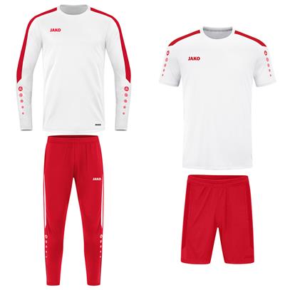 JAKO Trainingset Power (4-delig met Sweater) - Wit/Rood