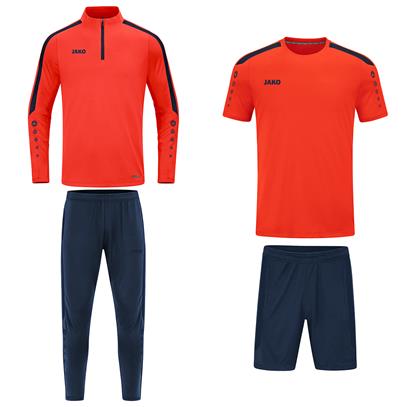 JAKO Trainingset Power (4-delig met Ziptop) - Flame/Marine