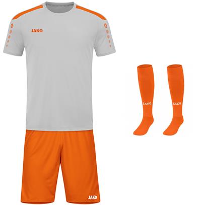 JAKO Wedstrijdtenue Power - Zachtgrijs/Fluo Oranje