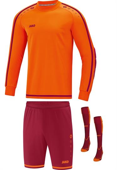 Keepersset Striker 2.0 Fluor Oranje-Wijnrood