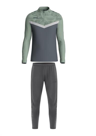 Ziptop Iconic + Trainingsbroek Power  antra light/mintgroen/zachtgrijs