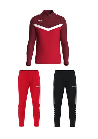 Ziptop Iconic + Trainingsbroek Power rood/wijnrood