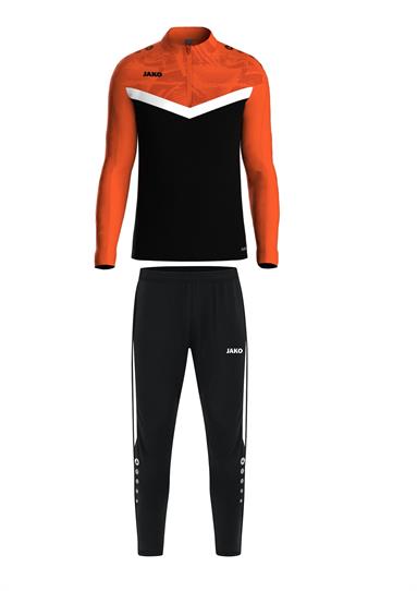 Ziptop Iconic + Trainingsbroek Power  zwart/fluo oranje